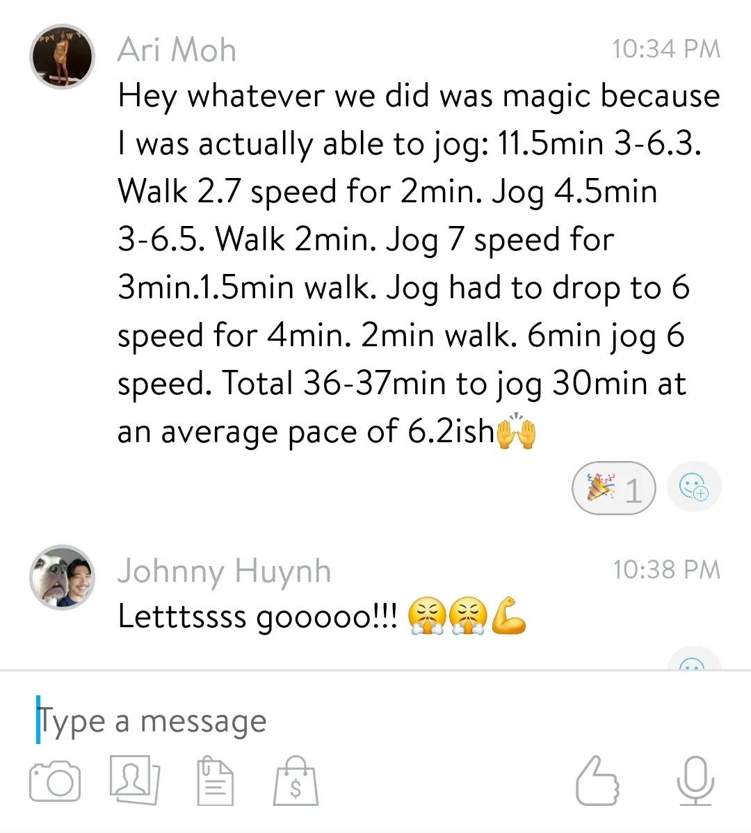 Member testimonial from training app