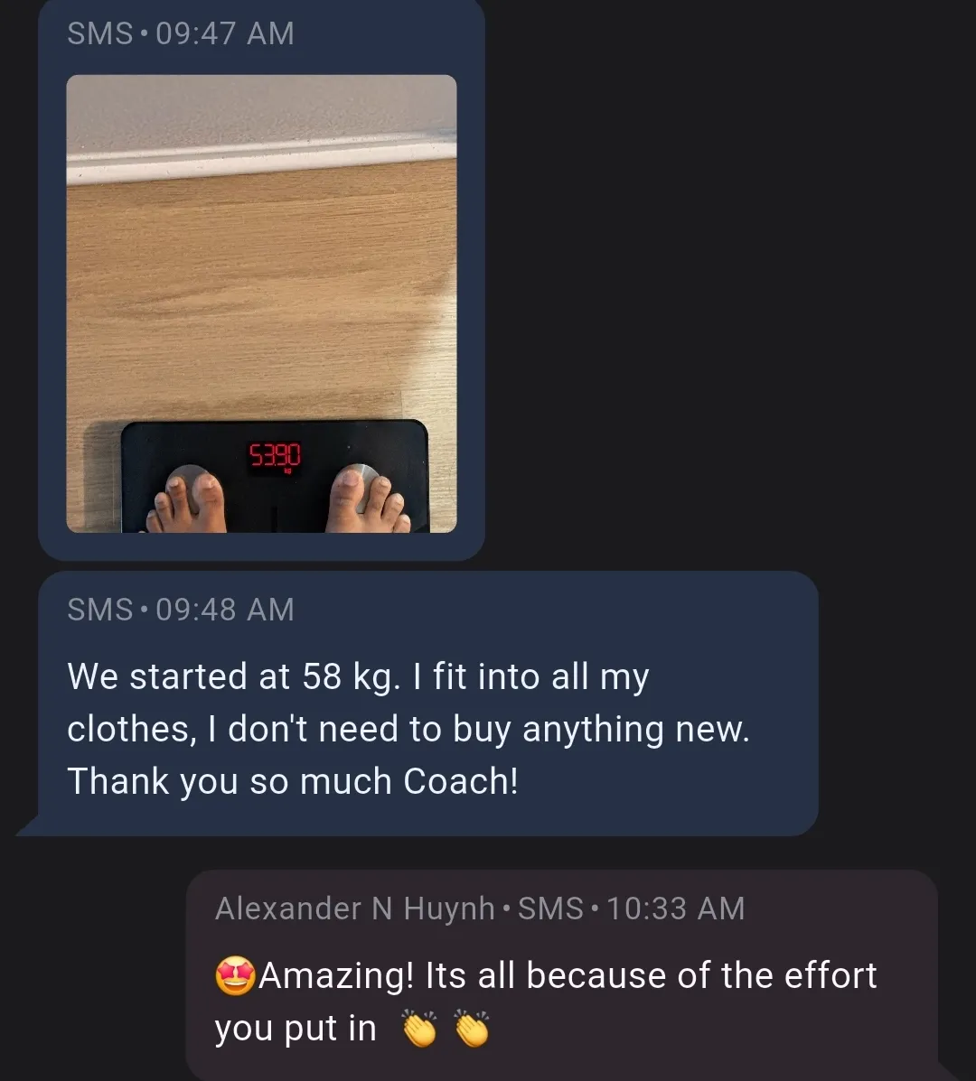 Member testimonial from training app